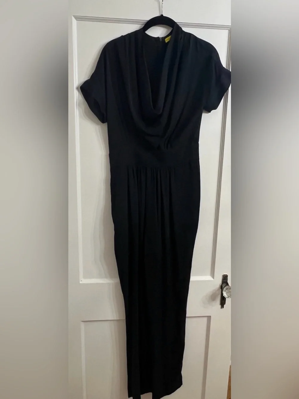 Catherine Malandrino Black 95% Silk Cowl Neck Jumpsuit - Size 14